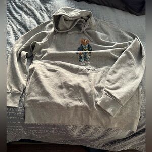 Polo Ralph Lauren Men's Polo Teddy Bear Fleece Hoodie Sweatshirt Gray XLT